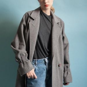 1980s Vintage Oversized Grey Wool Coat